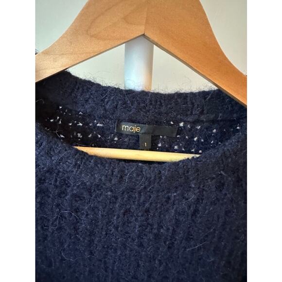 Maje Navy Alpaca Wool Textured Sweater, Size 1 - Picture 3 of 5